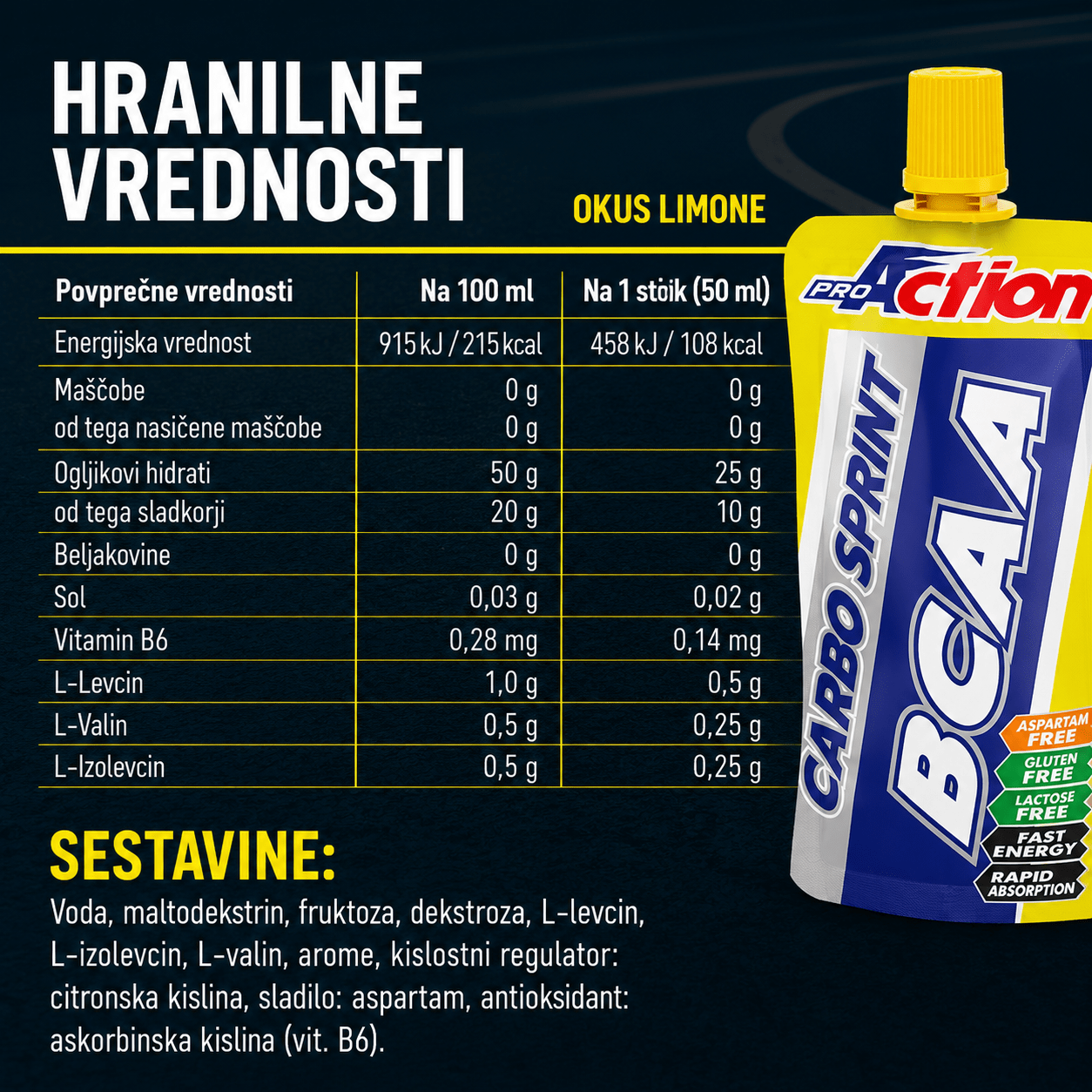 Energijski gel z BCAA Carbo Sprint BCAA 60 ml